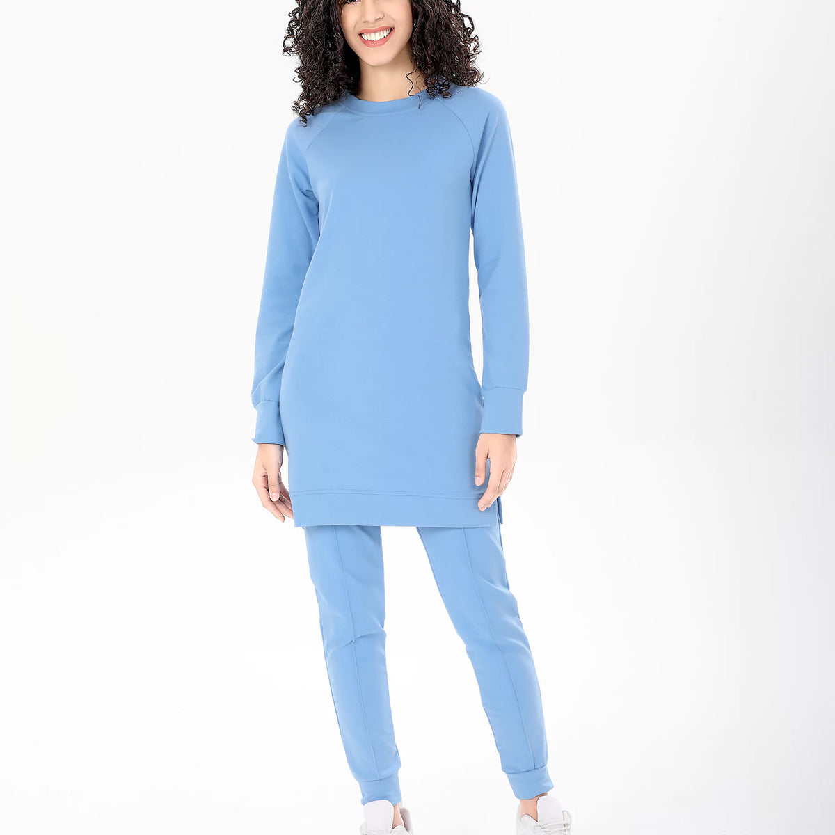 Sykooria Womens Shirt XL Blue Lounge Wear Soft Long Sleeve Velour A14