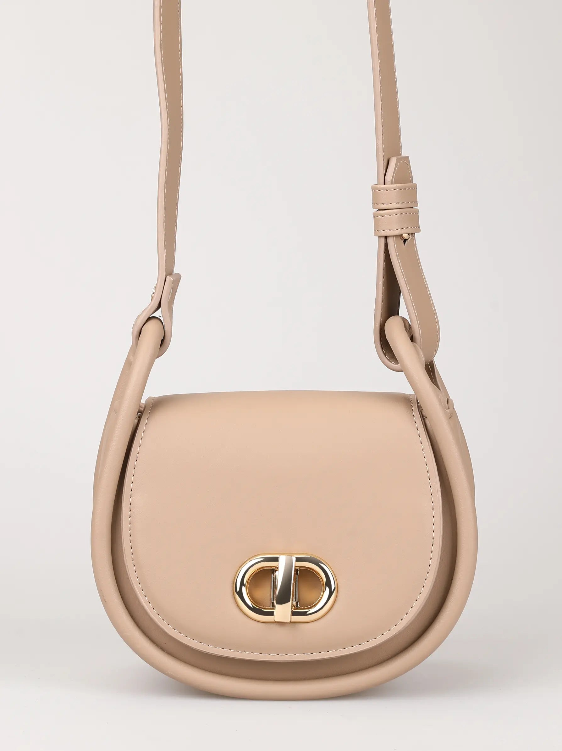 Beige Round Tubular Cross Body Bag Modora UK