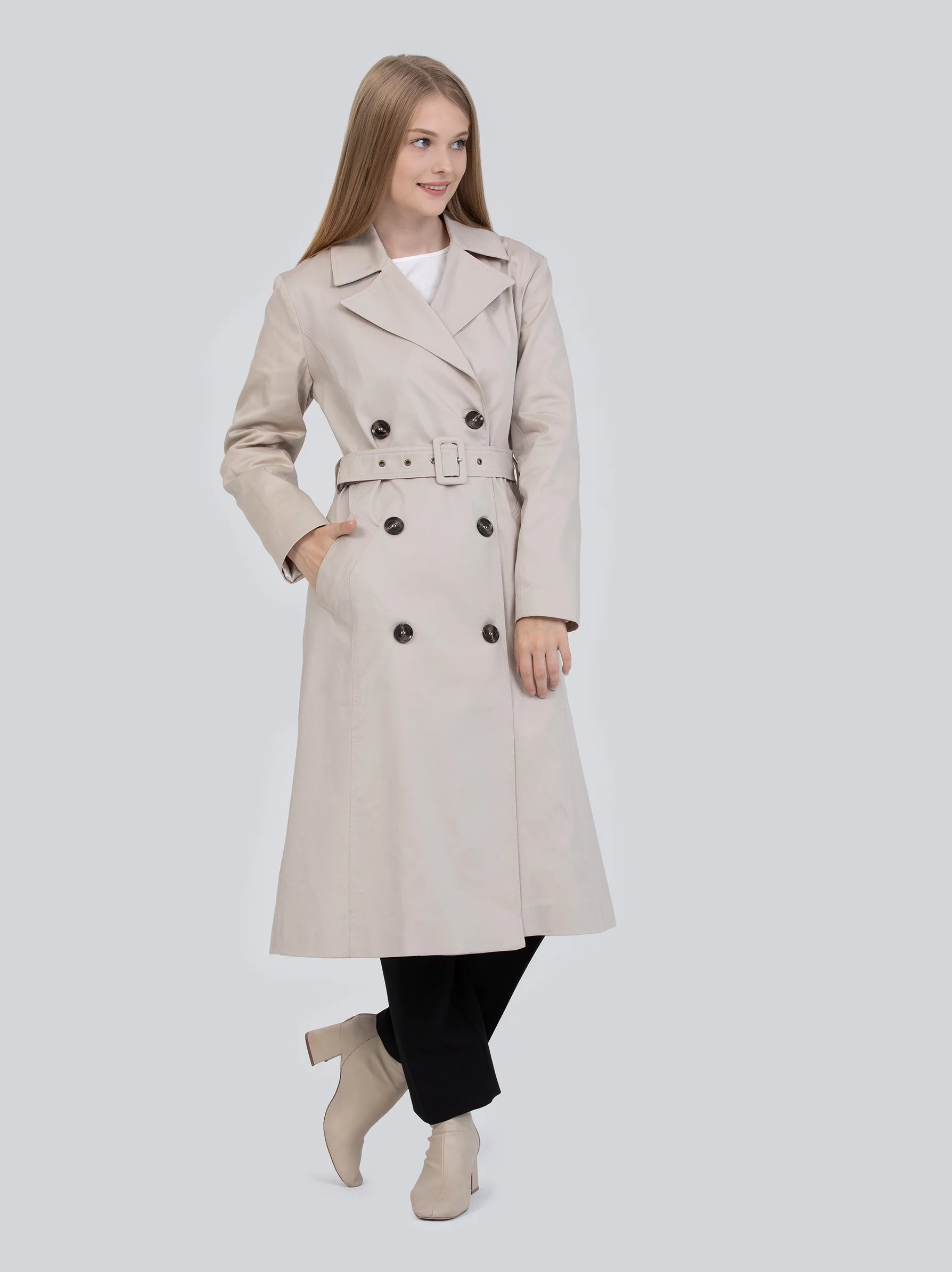 Butter Cream Belted Trench Coat