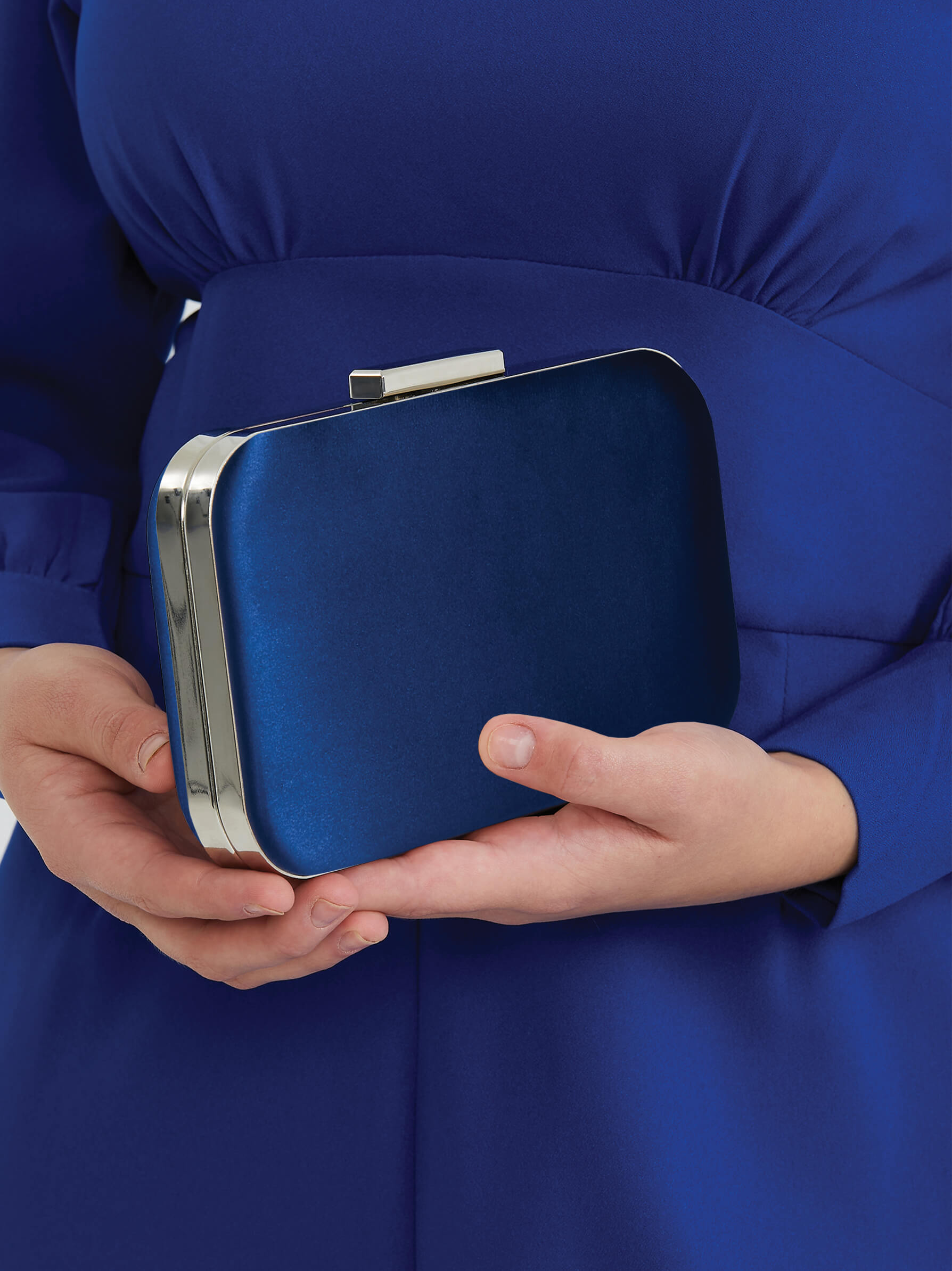 Royal blue satin outlet clutch bag