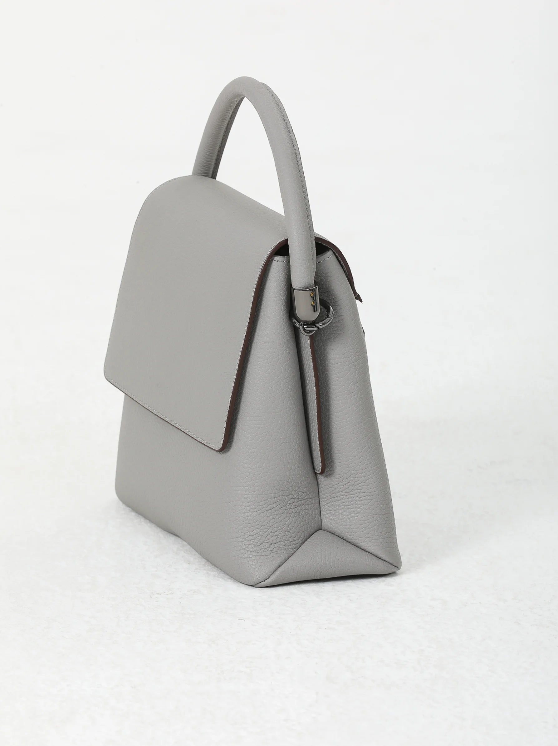 Grey Leather Hand Bag