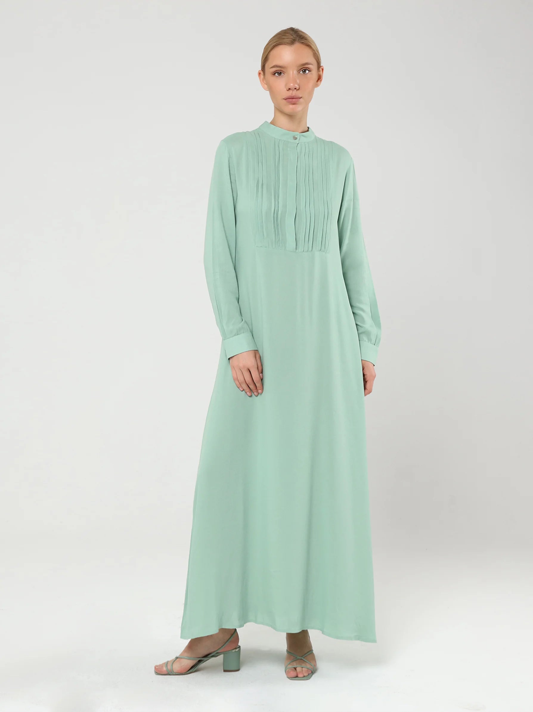 Green Maxi Dress UK Long Sleeve Light Green Maxi Dress Modora UK