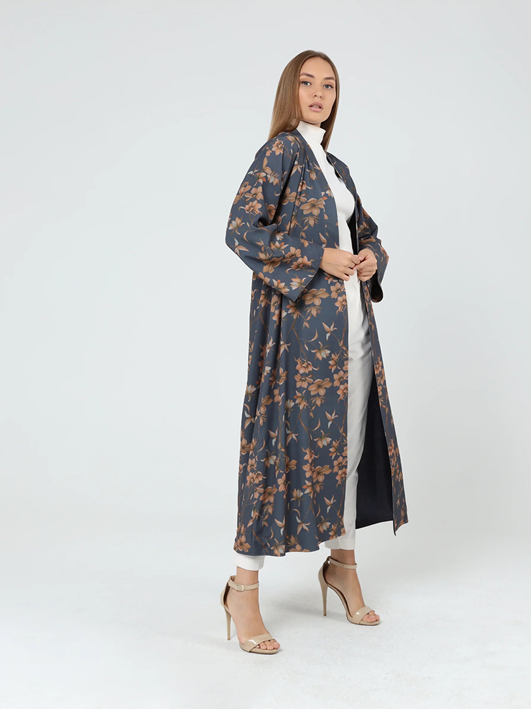 navy floral kimono