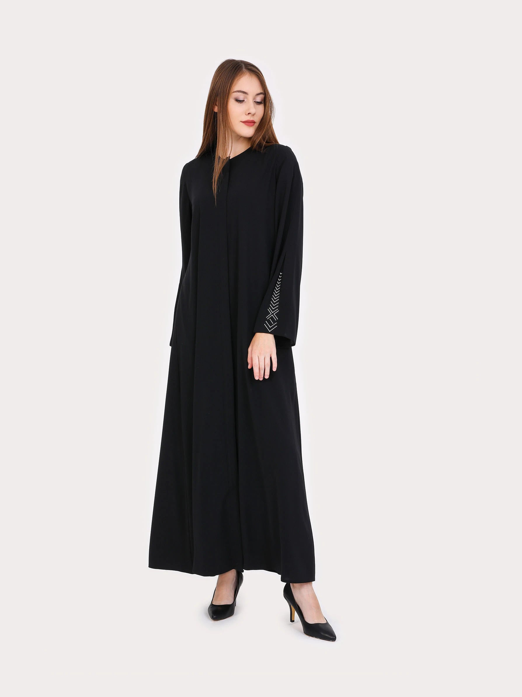 black zipped abaya