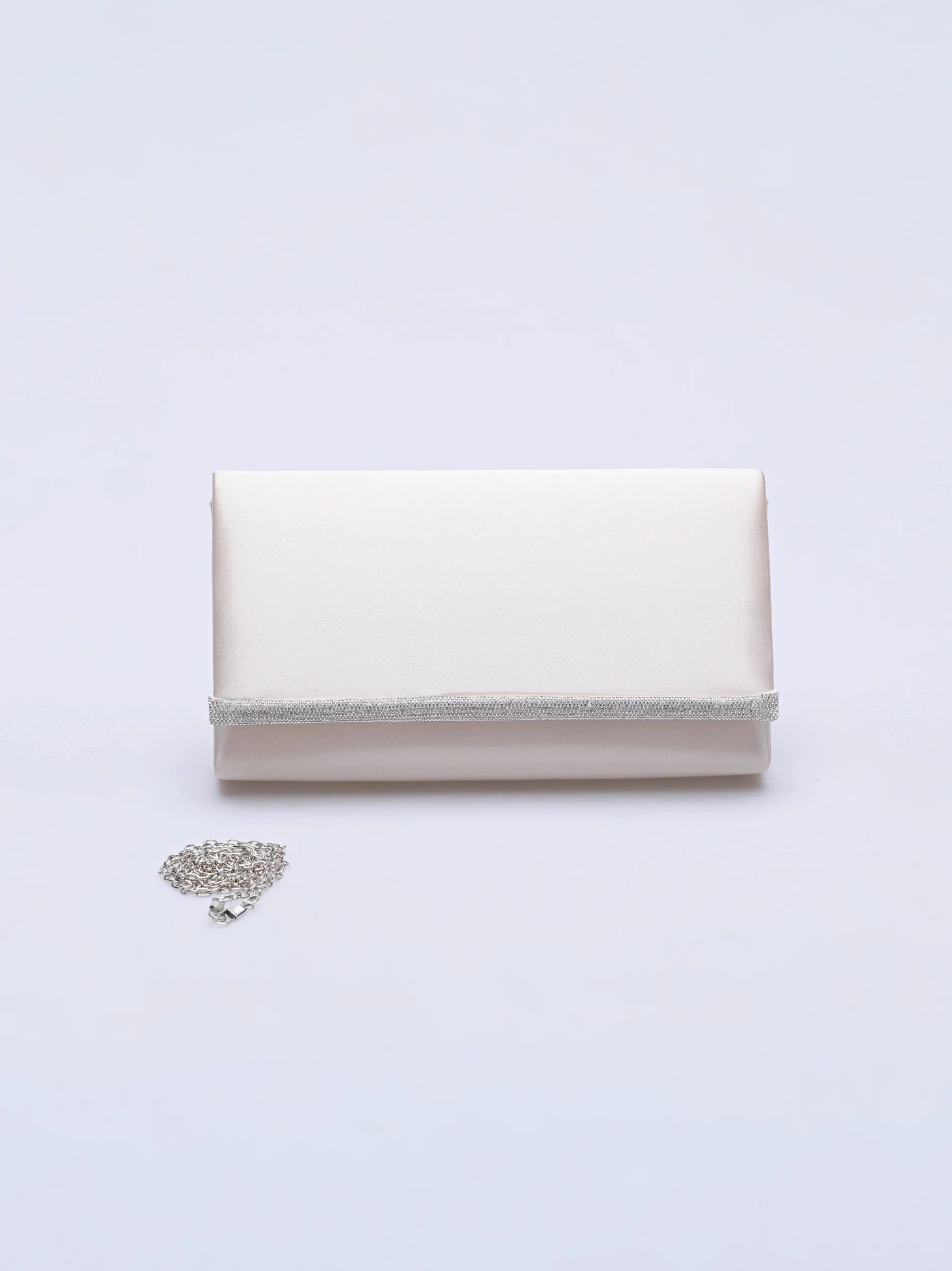 Ivory satin hotsell clutch bag