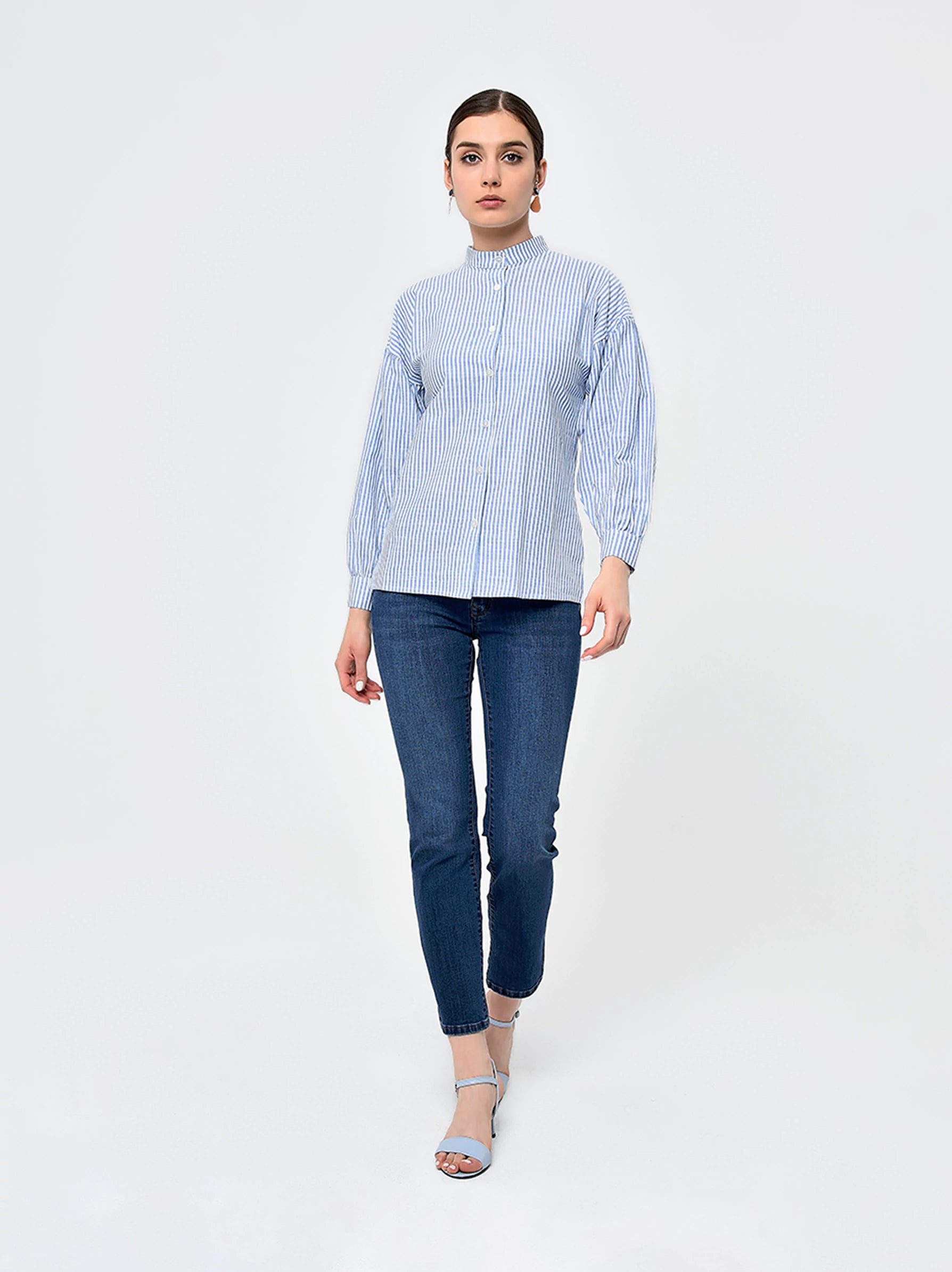 blue long sleeve shirt