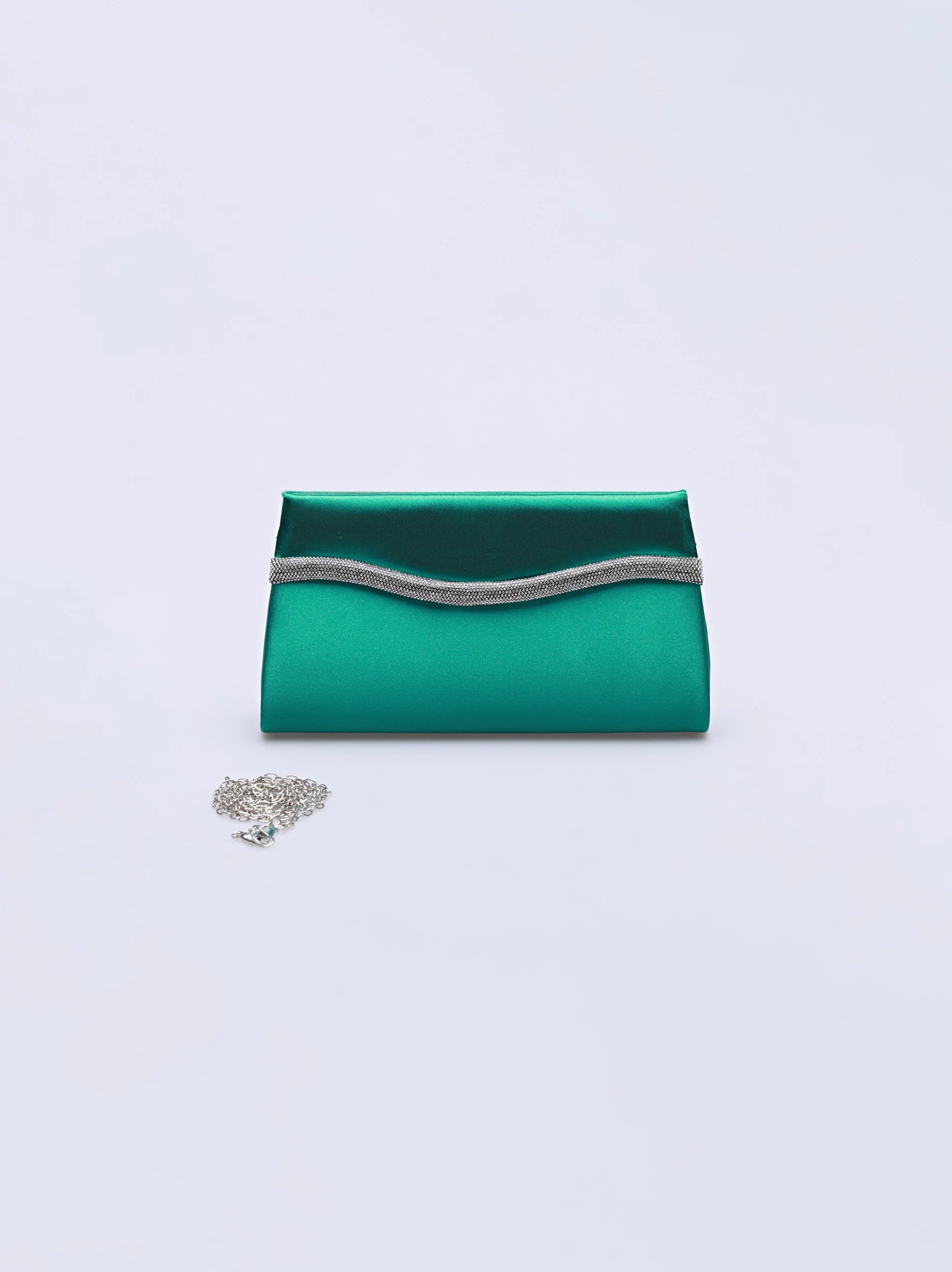 Green satin clutch bag hot sale