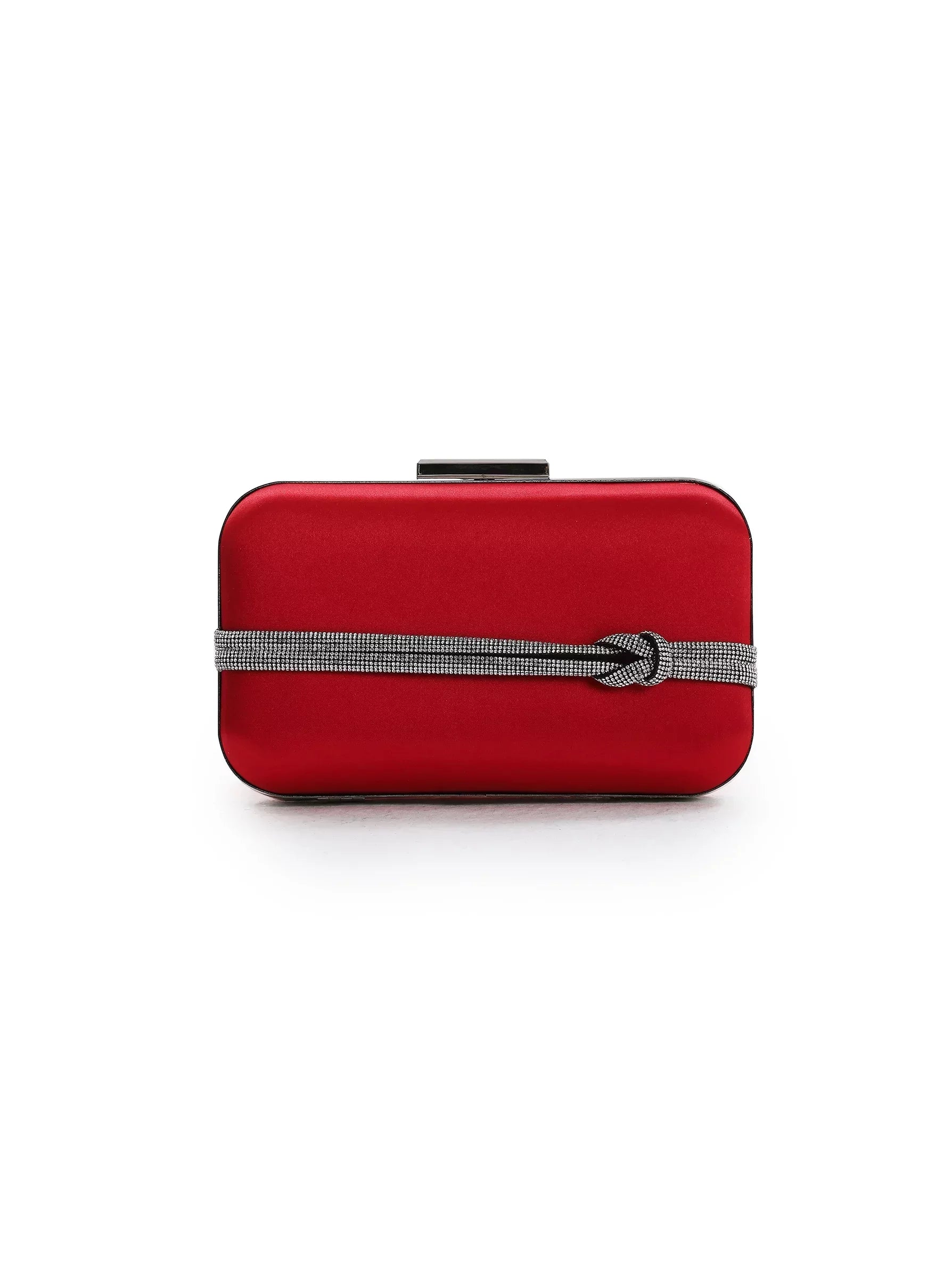 Red satin hot sale clutch bag