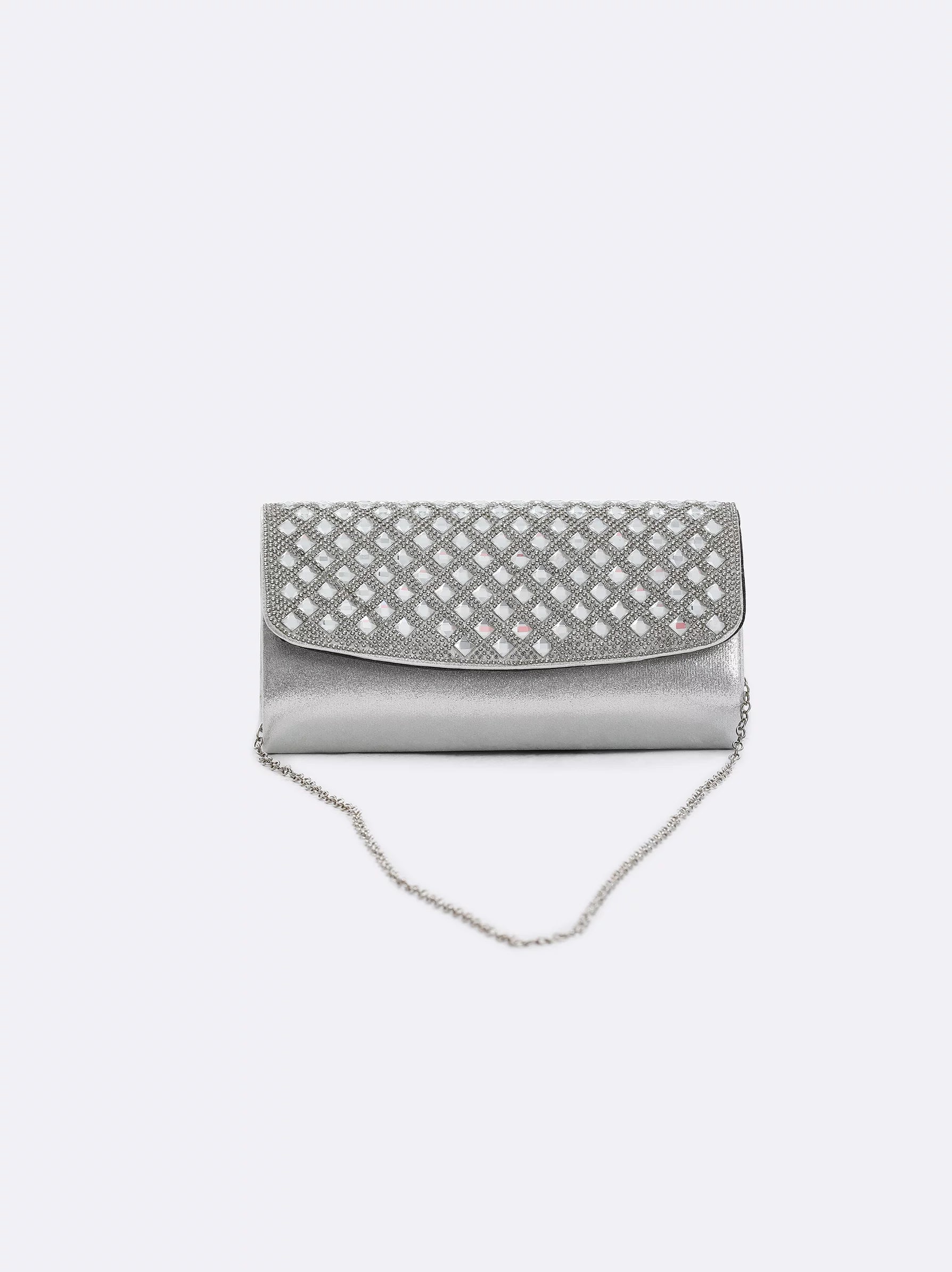 Silver shimmer clutch on sale bag