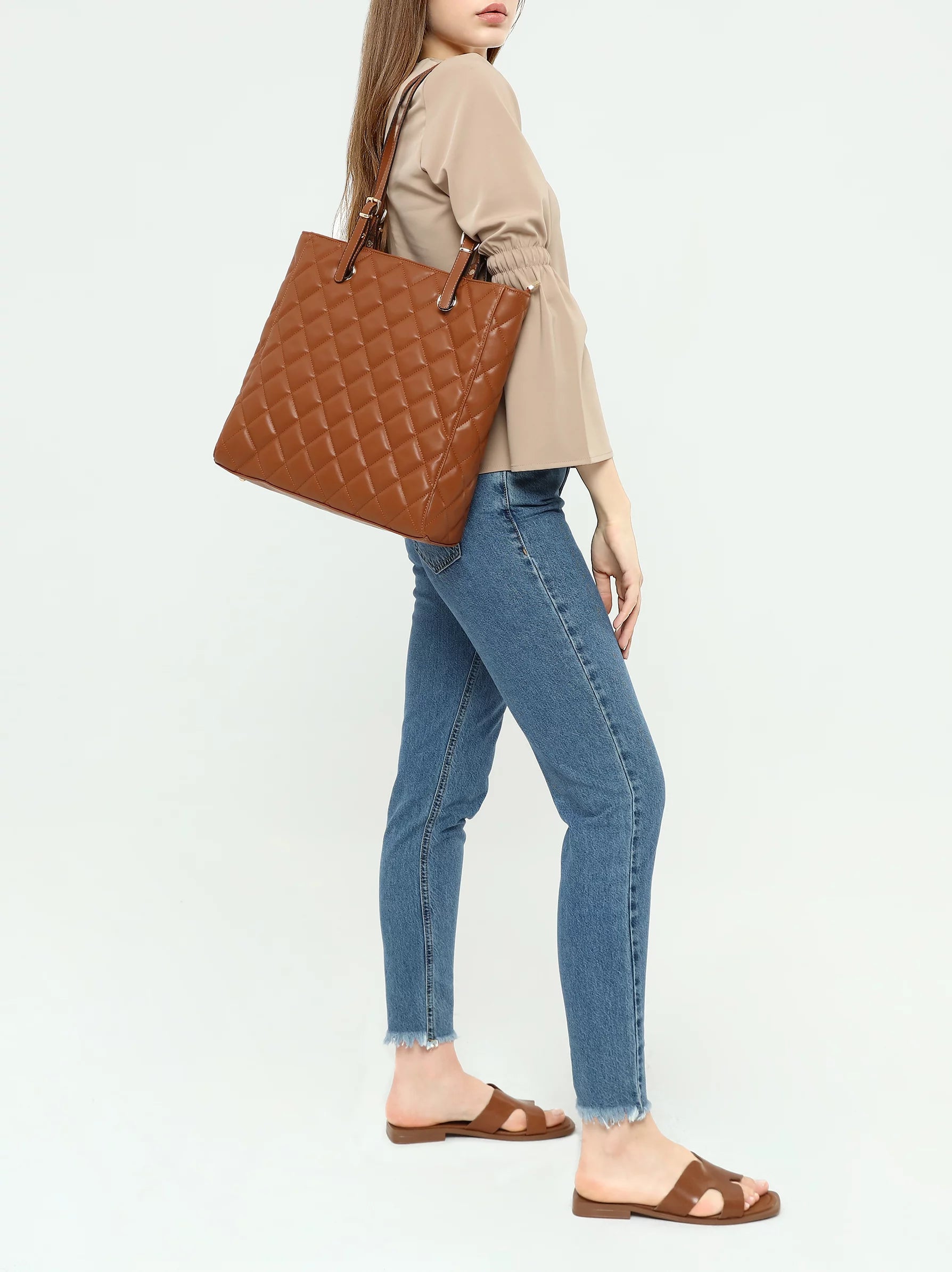 Quilted tote best sale